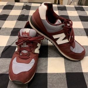 Red and Gray New Balance Sneakers 574